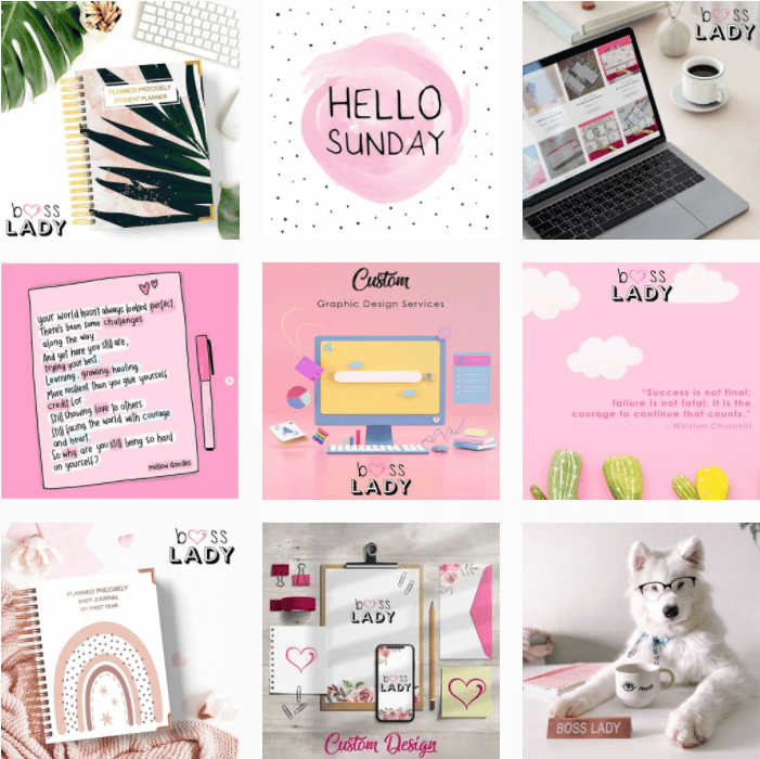 soft pastel instagram grid of bossladysouthafrica